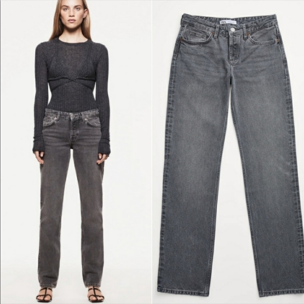 🔥🔥NEW WITH TAGS ZARA STRAIGHT LEG JEANS IN GREY  SIZE US 4/ 27 🔥🔥
